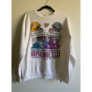 1997 VINTAGE Super Bowl Sweatshirt Patriots Vs Packers @ Superdome SIZE XL